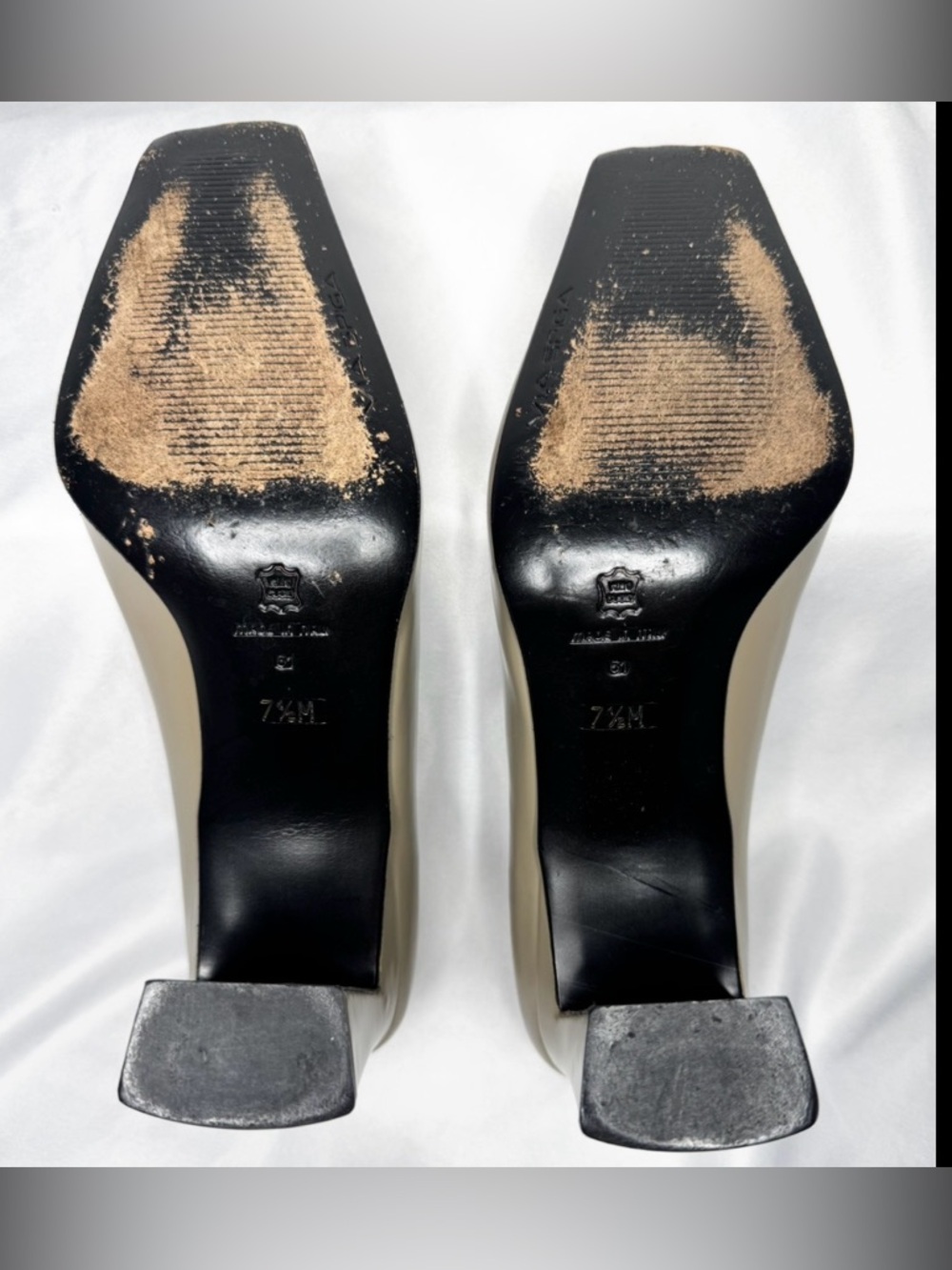 Via Spiga Square-Toe Block Heel Pumps 7.5 Khaki - Picture 11 of 11